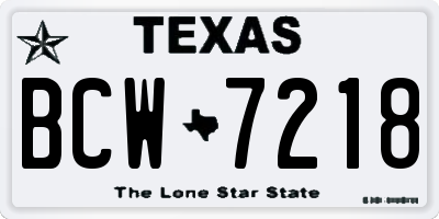 TX license plate BCW7218