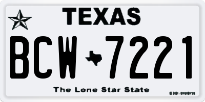 TX license plate BCW7221
