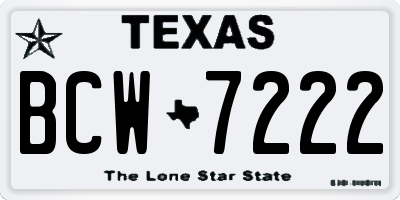 TX license plate BCW7222