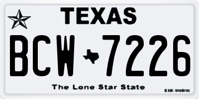 TX license plate BCW7226