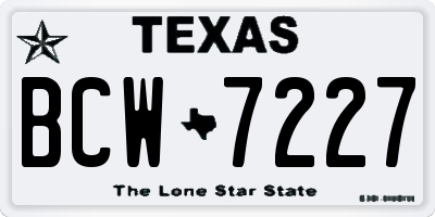 TX license plate BCW7227