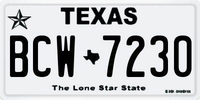 TX license plate BCW7230