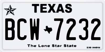 TX license plate BCW7232