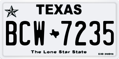 TX license plate BCW7235