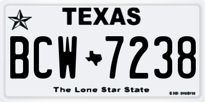 TX license plate BCW7238
