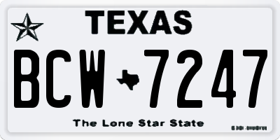 TX license plate BCW7247