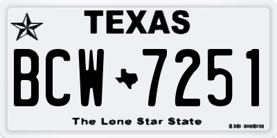 TX license plate BCW7251