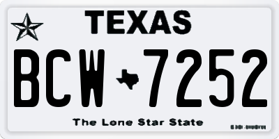 TX license plate BCW7252
