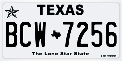 TX license plate BCW7256
