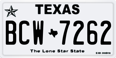 TX license plate BCW7262