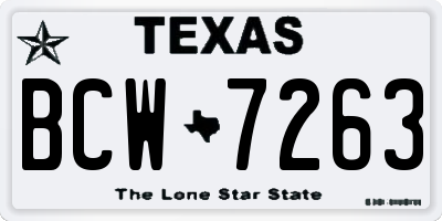 TX license plate BCW7263