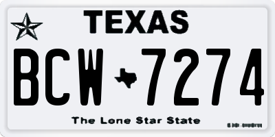 TX license plate BCW7274