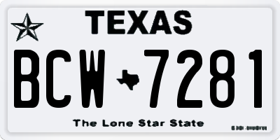 TX license plate BCW7281
