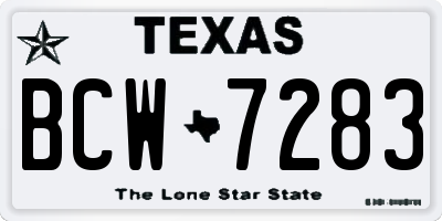 TX license plate BCW7283