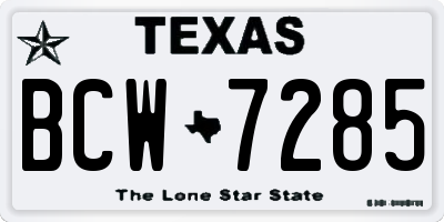 TX license plate BCW7285