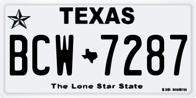 TX license plate BCW7287