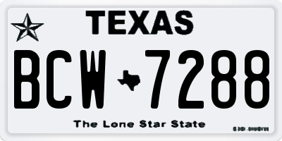 TX license plate BCW7288
