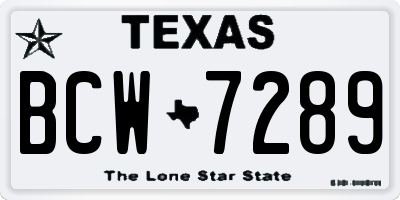 TX license plate BCW7289