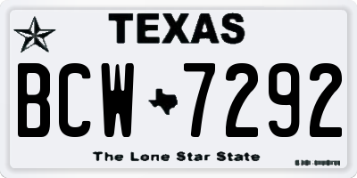 TX license plate BCW7292