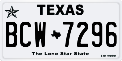 TX license plate BCW7296