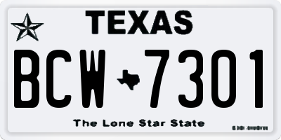 TX license plate BCW7301