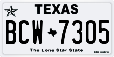 TX license plate BCW7305