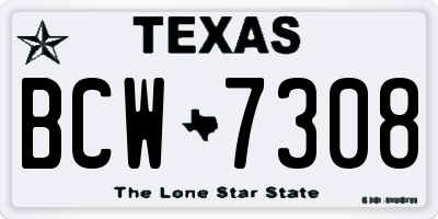 TX license plate BCW7308