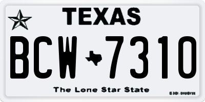 TX license plate BCW7310
