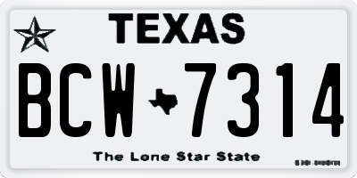 TX license plate BCW7314