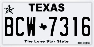 TX license plate BCW7316