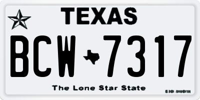 TX license plate BCW7317