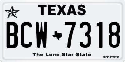 TX license plate BCW7318