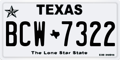 TX license plate BCW7322