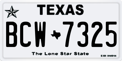 TX license plate BCW7325