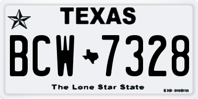 TX license plate BCW7328
