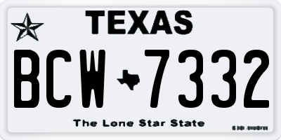 TX license plate BCW7332