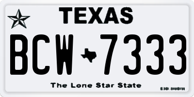 TX license plate BCW7333