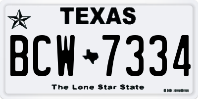 TX license plate BCW7334