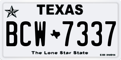TX license plate BCW7337