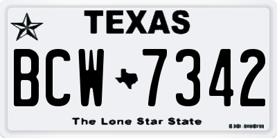 TX license plate BCW7342