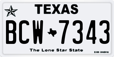 TX license plate BCW7343