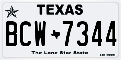 TX license plate BCW7344
