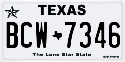 TX license plate BCW7346
