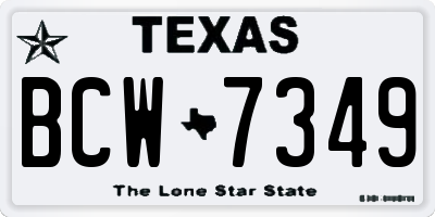 TX license plate BCW7349