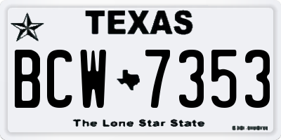 TX license plate BCW7353