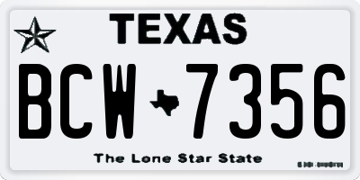 TX license plate BCW7356
