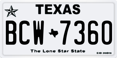 TX license plate BCW7360