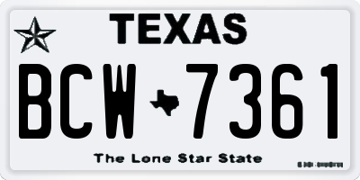 TX license plate BCW7361