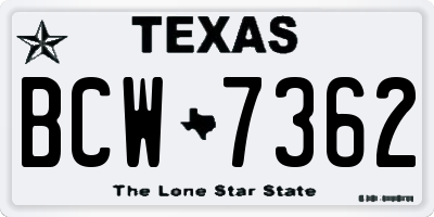 TX license plate BCW7362