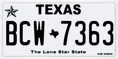 TX license plate BCW7363